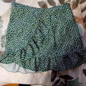 Green floral wrap around skirt